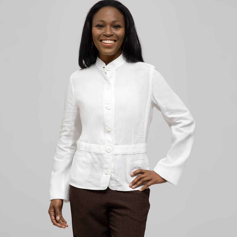 Button Front Jacket., White, large