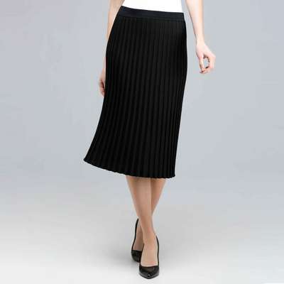 Pleated Skirt., Black, medium