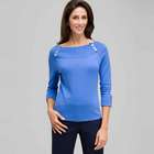 3/4 Sleeve Boat Neck Knit, Blue Fox, small