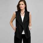 Linen Vest, Black, small