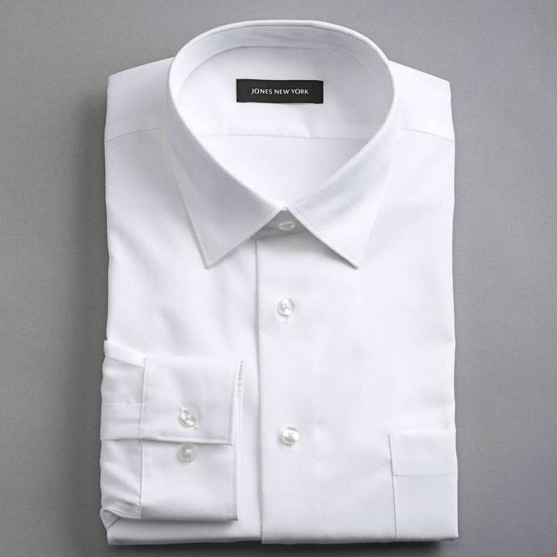 No-Iron Textured Dress Shirt, White, large