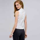 No-Iron Easy Care Double Strip Sleeveless Blouse, White Multi, small