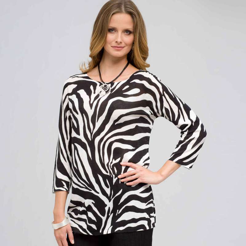 Animal Print Tunic, Black & Sugar, large