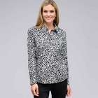 Long Sleeve Classic Button Front Shirt, Black & Sugar, small