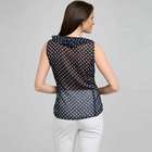 Polka Dot Ruffle Sleeveless Blouse, swiss navy & white, small