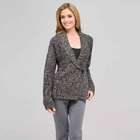 Long Sleeve Dolman Wrap Cardigan, Black & Sugar, small