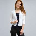 Woven Trimmed Cardigan., White, small