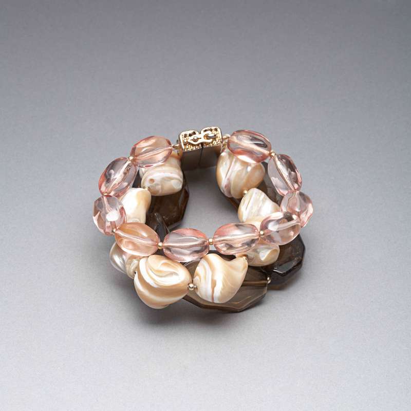 Pink and Brown Bracelet, Gold, large