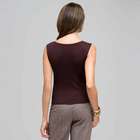 Sleeveless Scoop Neck Shell, Brown, small