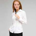 Long Sleeve Seamed Shirt, White, small