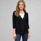 Lace Trimmed Cardigan, Black, small