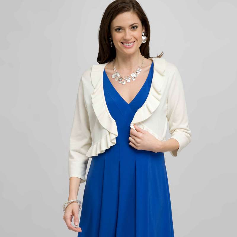 Ruffle Cardigan, Ivory, large