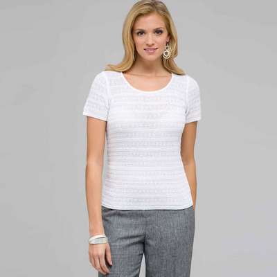 Scoop Neck Knit Top, White, medium