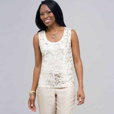 Sleeveless Sequined Top., Chino Multi, medium