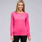 Long Sleeve Embellished Boat Neck Top, Begonia Pink, small