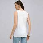 Embroidered Boat Neck Top., White, small