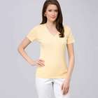 Short Sleeve V-Neck Tee, custard, small