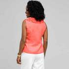 Ruffle Sleeveless Shirt, Coral Sun, small